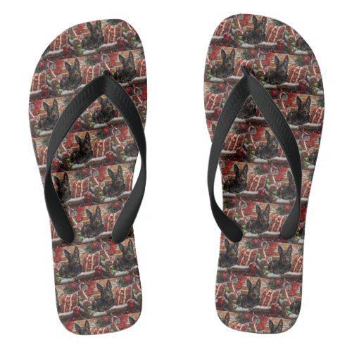 Australian Kelpie Dog Christmas Festive  Flip Flops