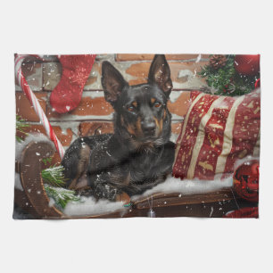 Australian Kelpie Dog Christmas Festive Kitchen Towel