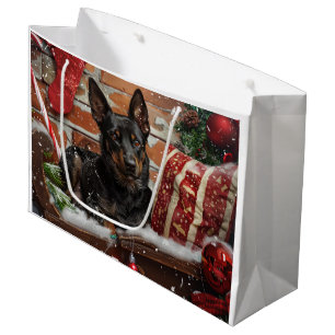 Australian Kelpie Dog Christmas Festive Large Gift Bag
