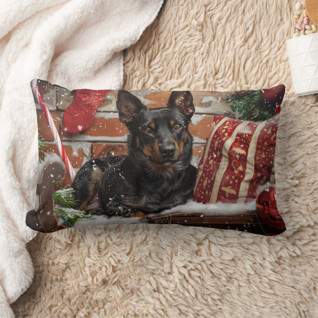 Australian Kelpie Dog Christmas Festive  Lumbar Pillow (Blanket)