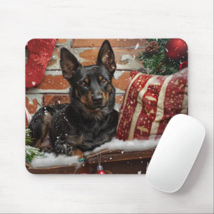 Australian Kelpie Dog Christmas Festive Mouse Pad