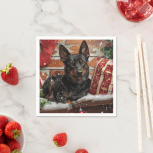 Australian Kelpie Dog Christmas Festive Napkins