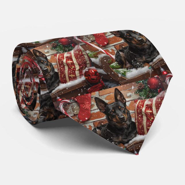Australian Kelpie Dog Christmas Festive  Neck Tie (Rolled)