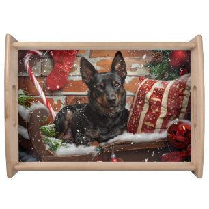 Australian Kelpie Dog Christmas Festive Serving Tray