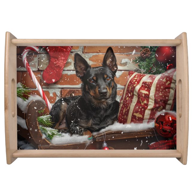 Australian Kelpie Dog Christmas Festive  Serving Tray (Front)