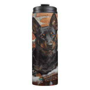 Australian Kelpie Dog Christmas Festive Thermal Tumbler