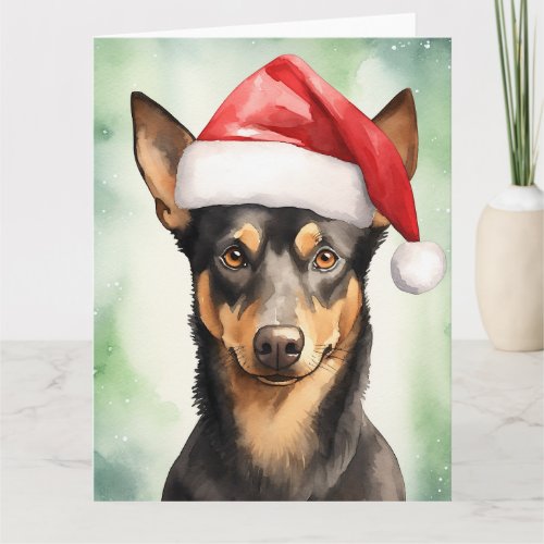 Australian Kelpie Dog Christmas Santa Paws Card
