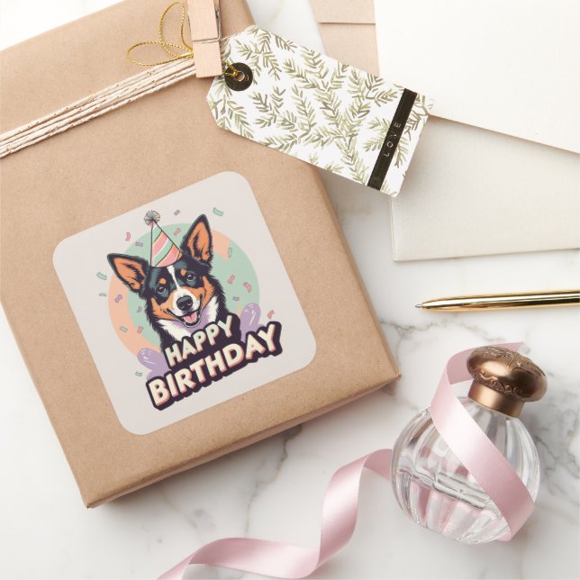 Australian Kelpie  Dog Colorful  Square Sticker (Gifting)