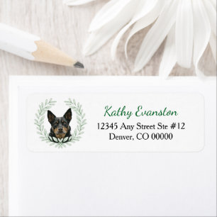 Australian Kelpie Dog Eucalyptus Leaf Wreath Label
