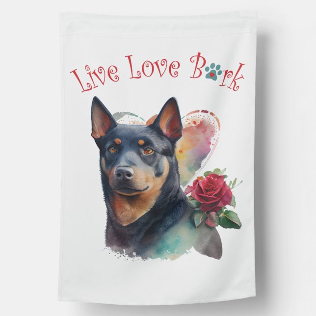 Australian Kelpie Dog Mom Floral House Flag (Back)