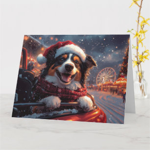 Australian Kelpie Dog Roller Coaster Christmas Card