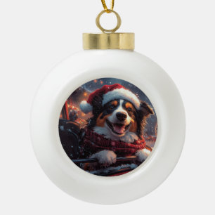 Australian Kelpie Dog Roller Coaster Christmas Ceramic Ball Christmas Ornament