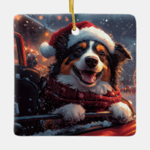 Australian Kelpie Dog Roller Coaster Christmas Ceramic Ornament