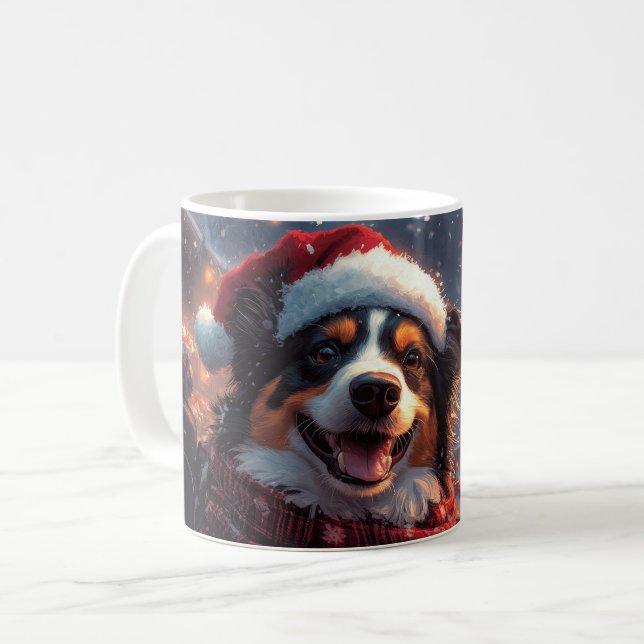 Australian Kelpie Dog Roller Coaster Christmas Coffee Mug (Front Left)