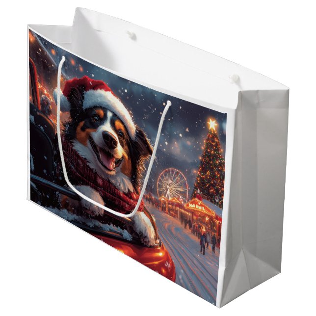 Australian Kelpie Dog Roller Coaster Christmas Large Gift Bag (Front Angled)