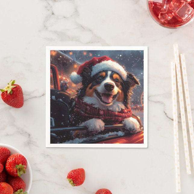 Australian Kelpie Dog Roller Coaster Christmas Napkins (Insitu)