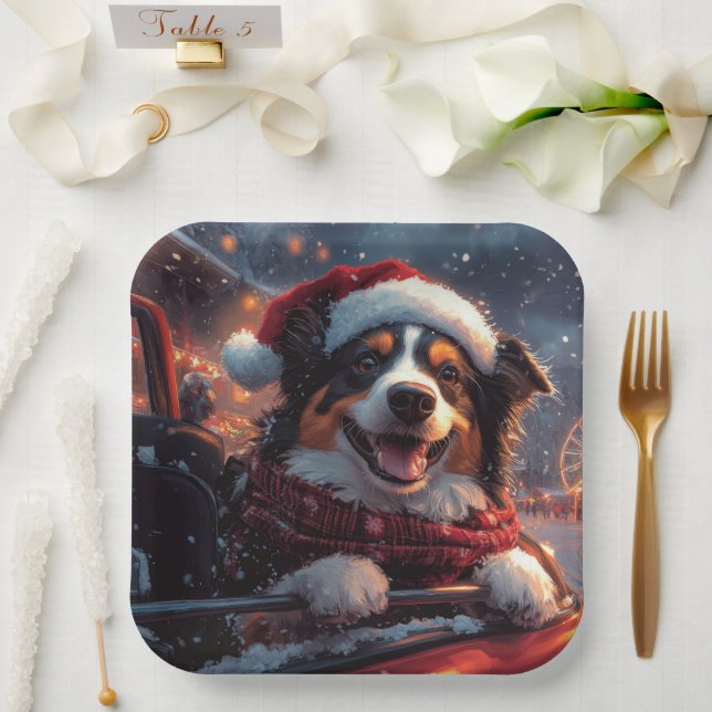 Australian Kelpie Dog Roller Coaster Christmas Paper Plates (Wedding)