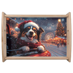 Australian Kelpie Dog Roller Coaster Christmas Serving Tray