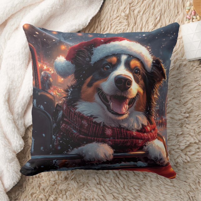 Australian Kelpie Dog Roller Coaster Christmas Throw Pillow (Blanket)