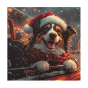 Australian Kelpie Dog Roller Coaster Christmas Wood Wall Art