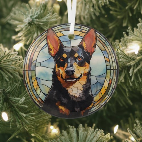 Australian Kelpie Dog Stained Glass Ornament