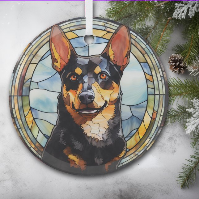 Australian Kelpie Dog Stained Glass Ornament (Creator Uploaded)