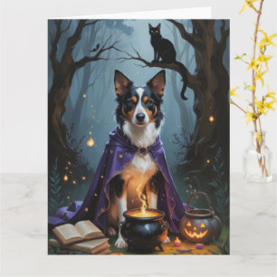 Australian Kelpie Dog Whimsical Halloween Painting Card