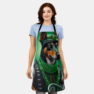 Australian Kelpie driving bike St. Patrick's Day Apron