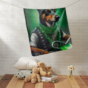 Australian Kelpie driving bike St. Patrick's Day Baby Blanket