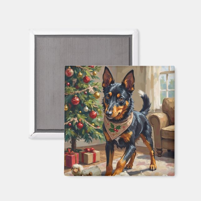 Australian Kelpie Herding Christmas Art Magnet (Front/Back)