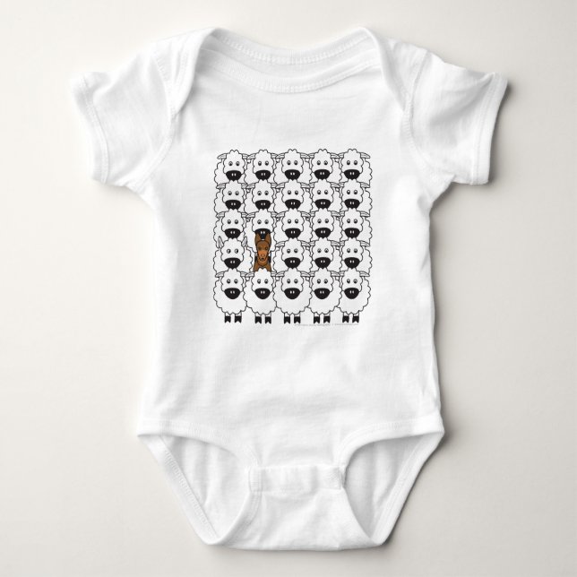 Australian Kelpie in the Sheep Baby Bodysuit (Front)