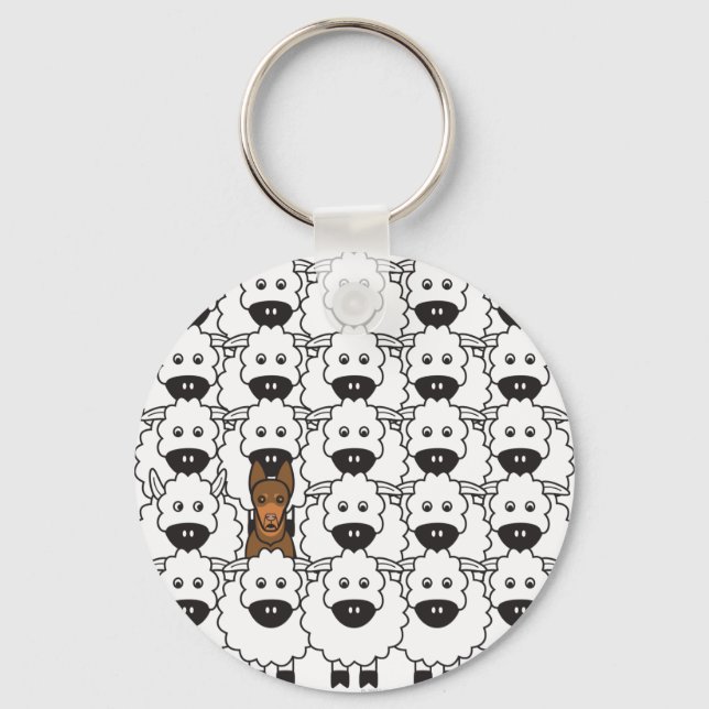 Australian Kelpie in the Sheep Keychain (Front)