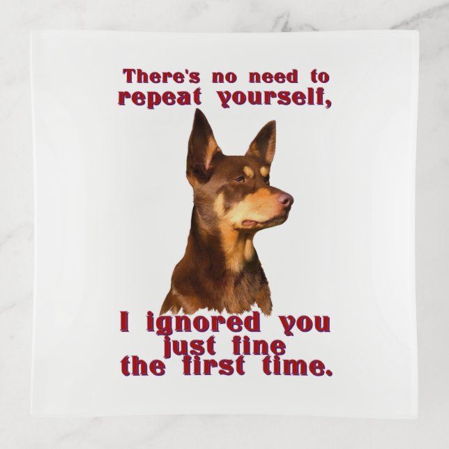 Australian Kelpie - no need to repeat yourself  Trinket Tray (Front)