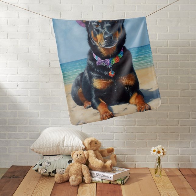 Australian Kelpie on Beach,dog lovers summer gift  Baby Blanket (In Situ)