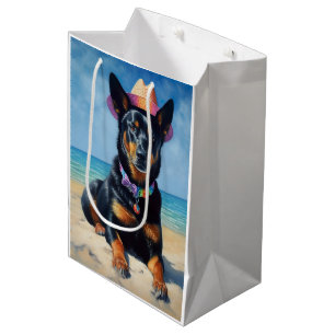 Australian Kelpie on Beach,dog lovers summer gift Medium Gift Bag