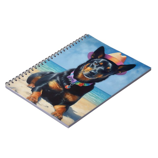 Australian Kelpie on Beach,dog lovers summer gift  Notebook (Left Side)