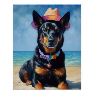 Australian Kelpie on Beach,dog lovers summer gift  Poster