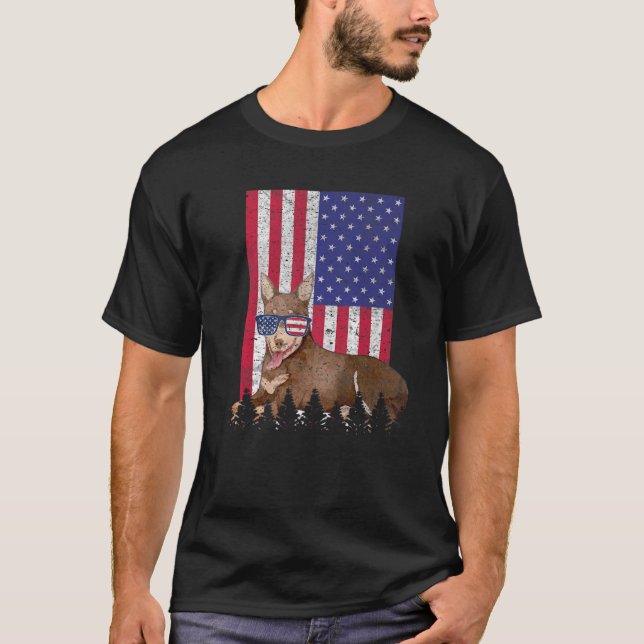 Australian Kelpie Patriotic Dog USA Pride American T-Shirt (Front)