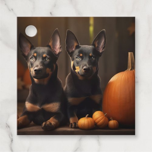 Australian Kelpie Puppy Autumn Delight Pumpkin Favor Tags