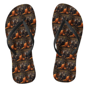 Australian Kelpie Puppy Autumn Delight Pumpkin Flip Flops