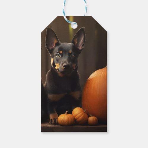 Australian Kelpie Puppy Autumn Delight Pumpkin Gift Tags