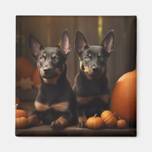 Australian Kelpie Puppy Autumn Delight Pumpkin Magnet