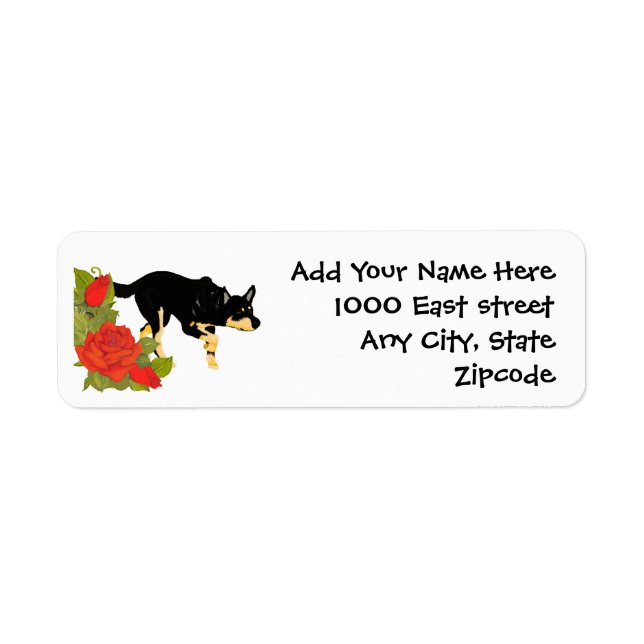 Australian Kelpie & Red Roses Return Address Label (Front)