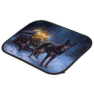 Australian Kelpie Snowy Sleigh Christmas Decor Car Floor Mat