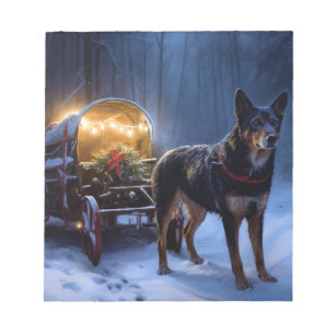 Australian Kelpie Snowy Sleigh Christmas Decor Notepad