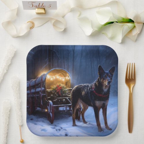 Australian Kelpie Snowy Sleigh Christmas Decor  Paper Plates