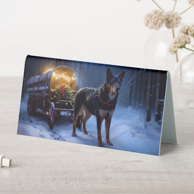 Australian Kelpie Snowy Sleigh Christmas Decor  Table Tent (In SItu (Table))