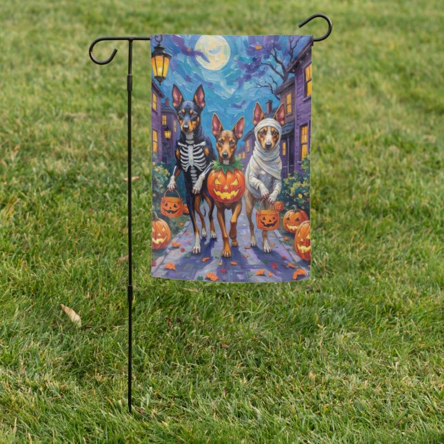 Australian Kelpie Trick-or-Treating Halloween  Garden Flag (In SItu)