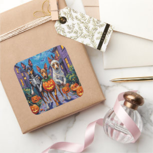 Australian Kelpie Trick-or-Treating Halloween Square Sticker