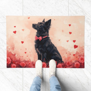 Australian Kelpie with Roses - Valentine's Day Doormat
